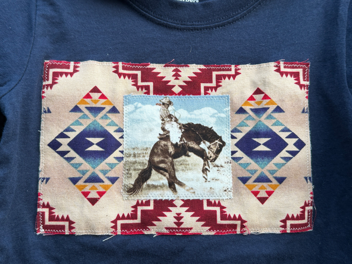 Aztec Bronc Rider on Navy, Size 4T