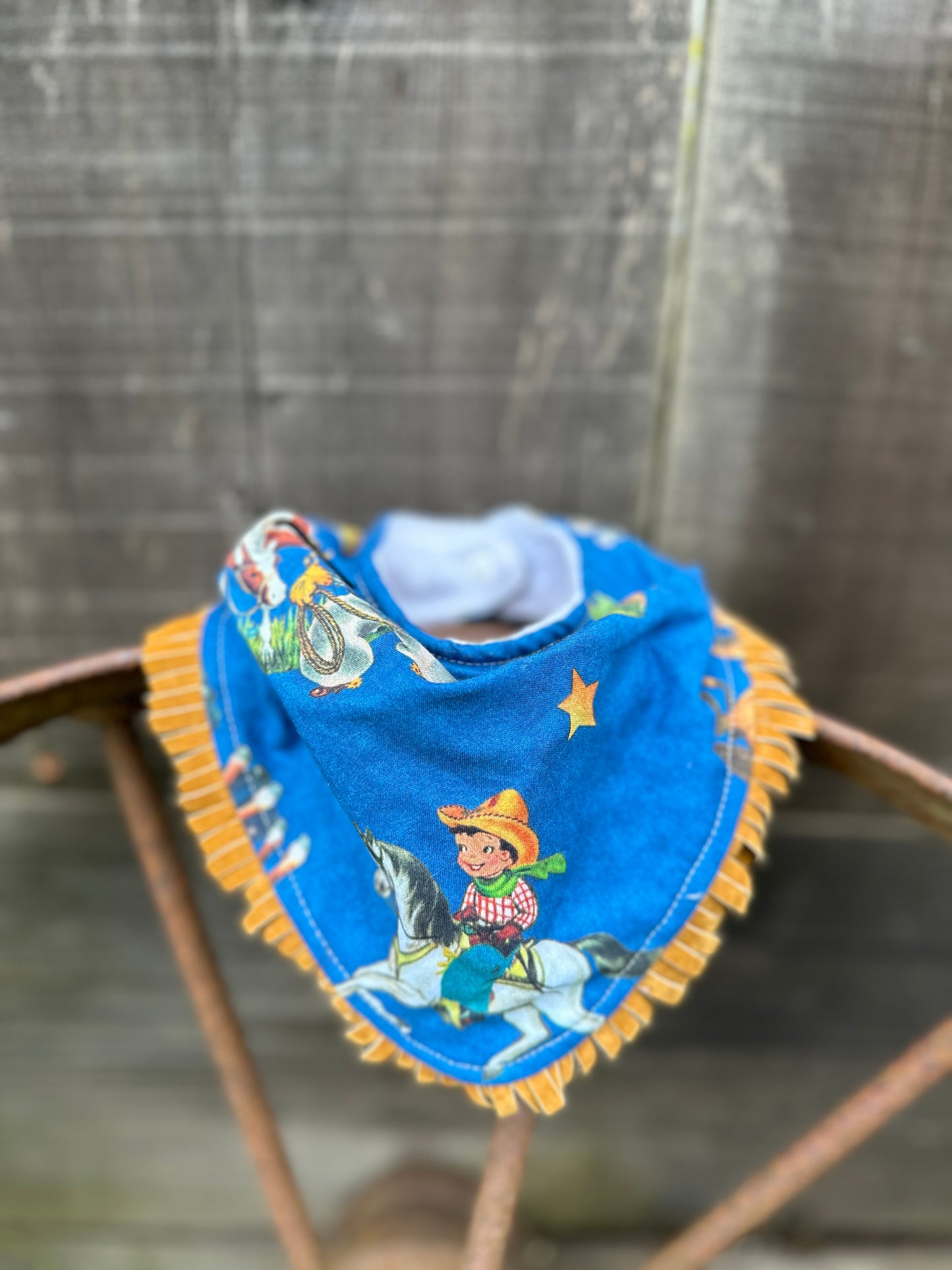 Blue Vintage Cowboy Buckaroo Baby Bib