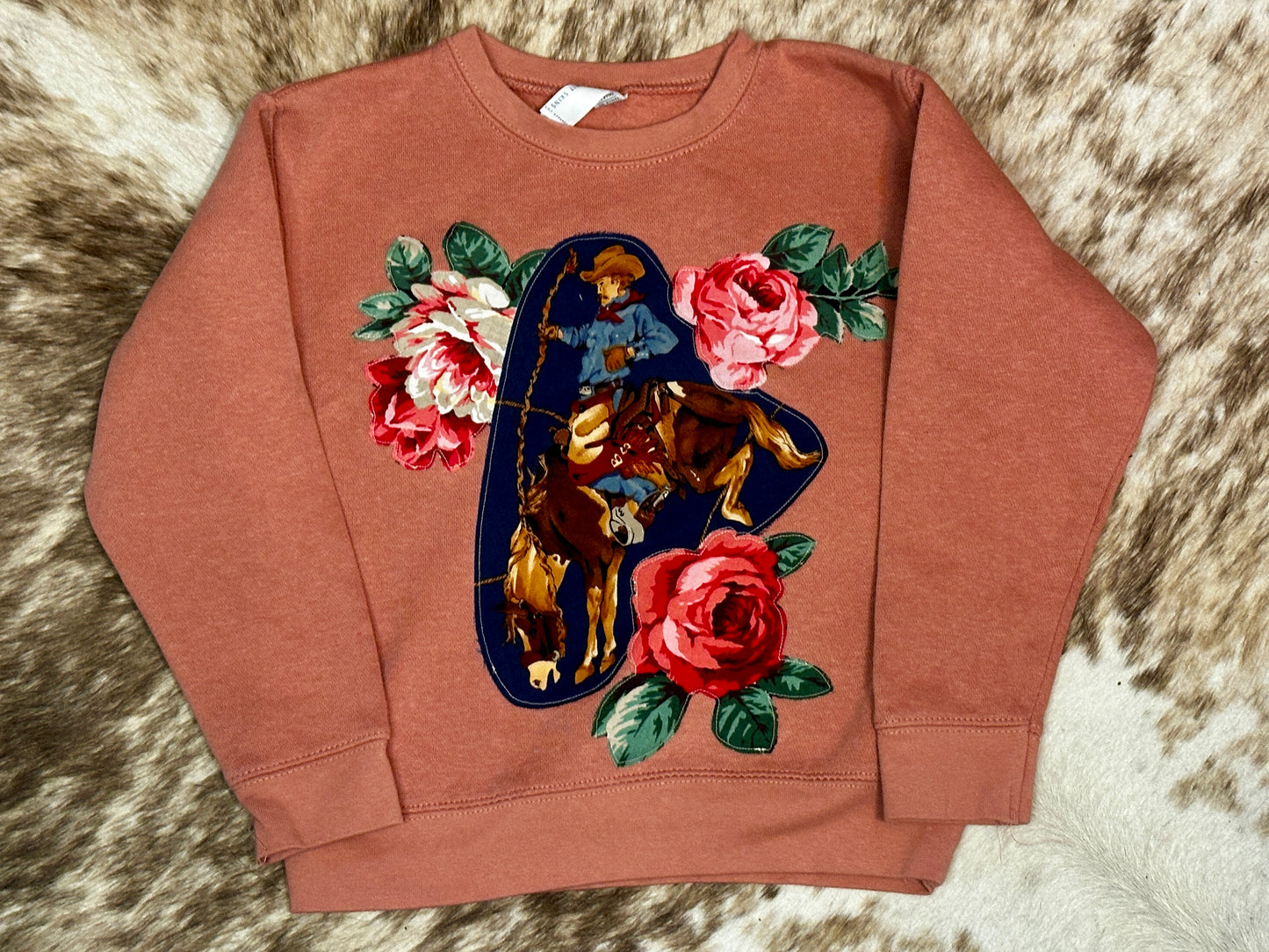 Bronc and Roses, Size 5/6 Sweatshirt