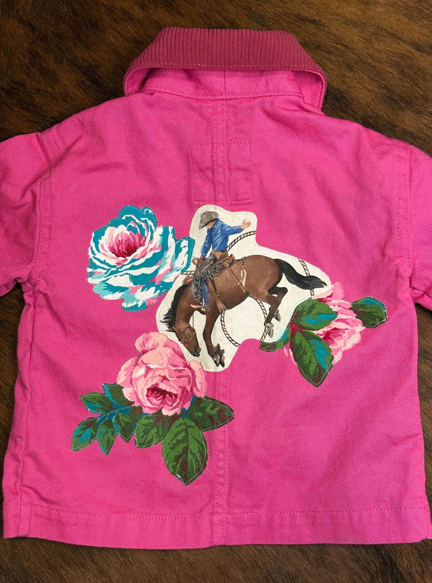 HEART POCKET BARN JACKET with Bronc & Roses, Size 2T