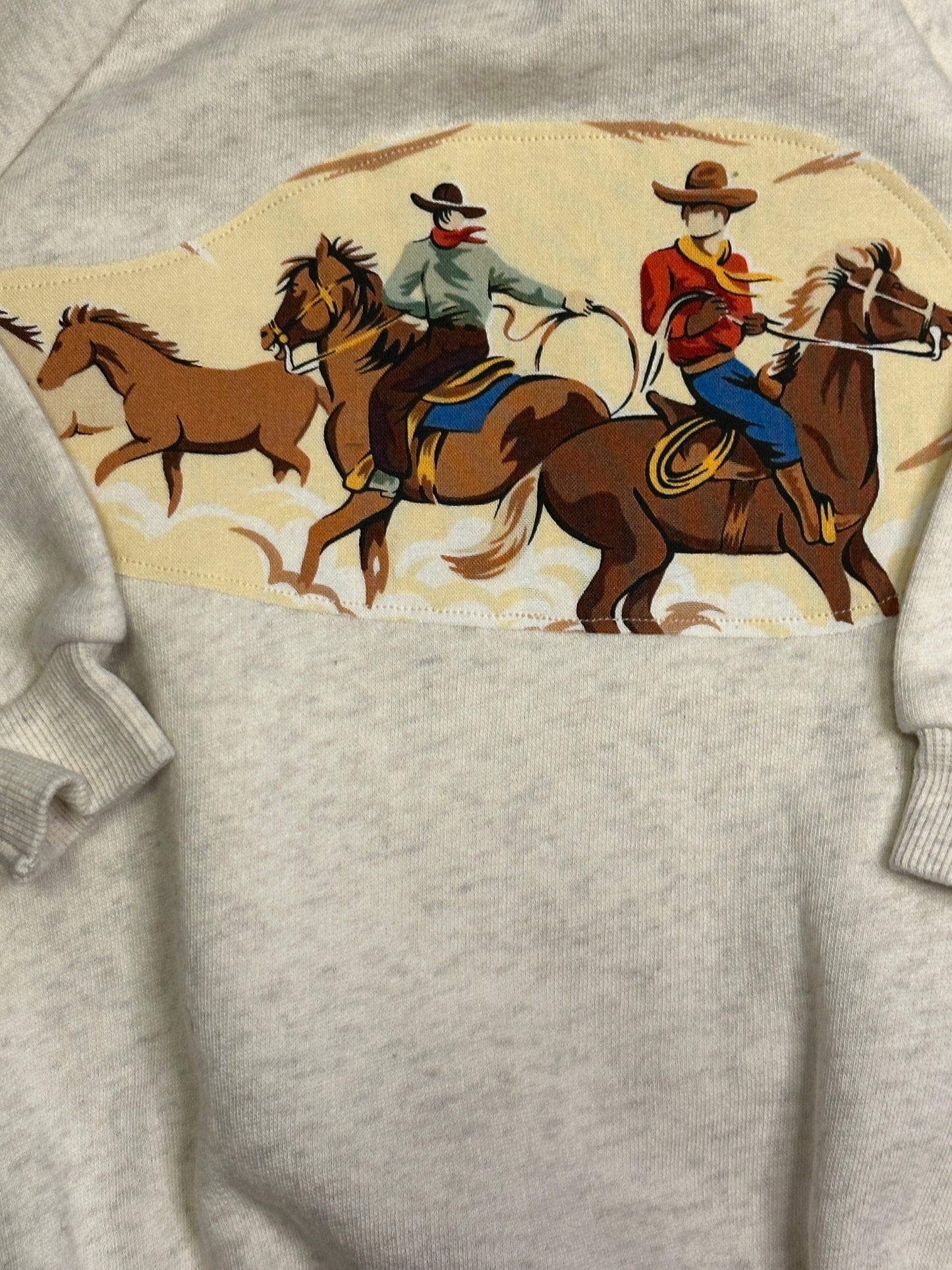 Range Riders on Oatmeal Heather Long Sleeve Sweatshirt Onesie, Size 12-18 mons.