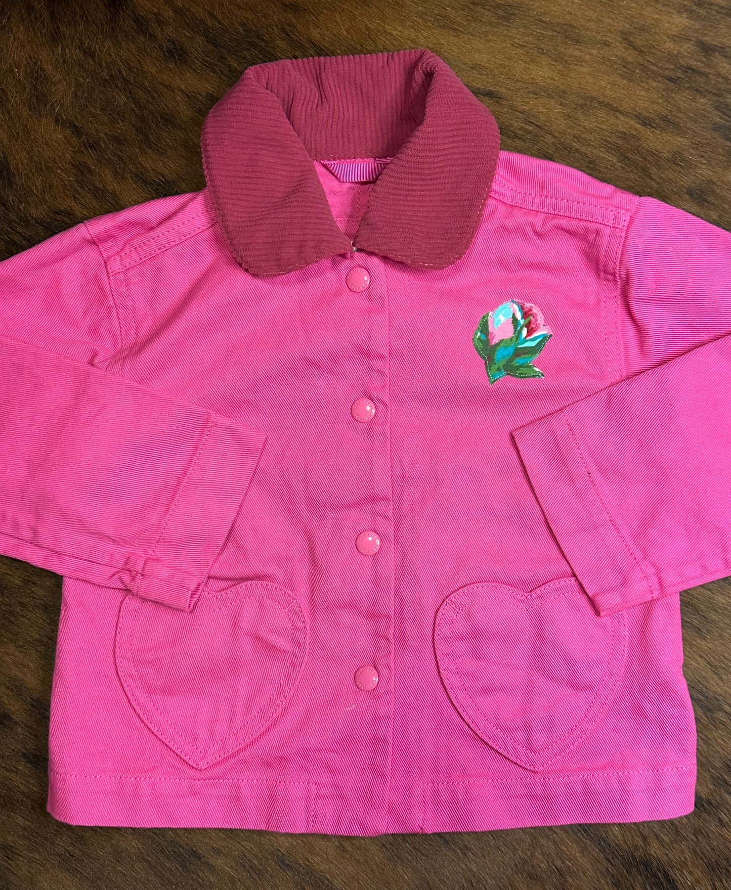 HEART POCKET BARN JACKET with Bronc & Roses, Size 2T