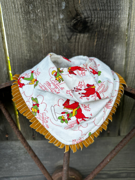 Red Vintage Cowkids Buckaroo Baby Bib