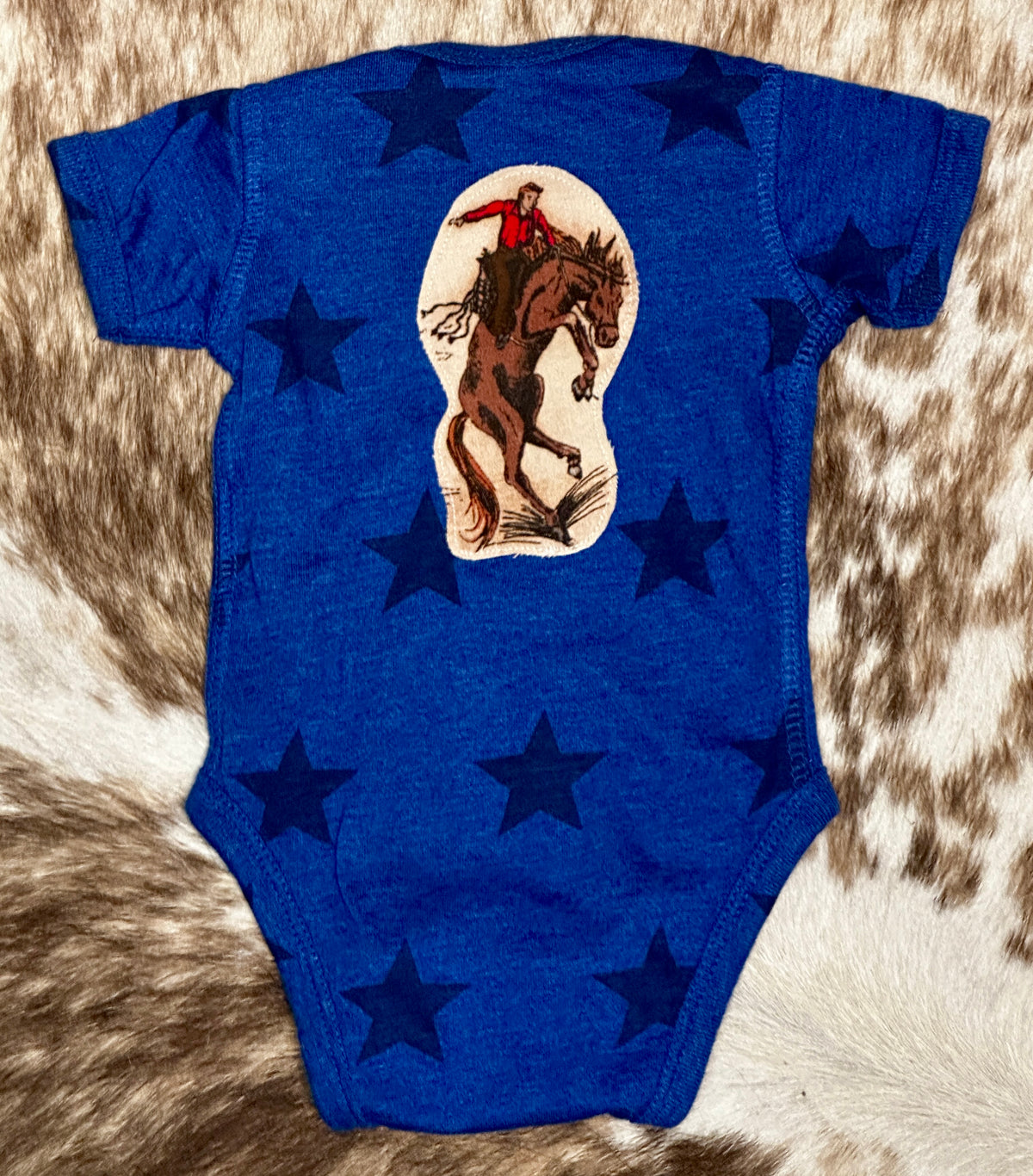 Royal Blue Star Onesie with Broncs, Size Newborn