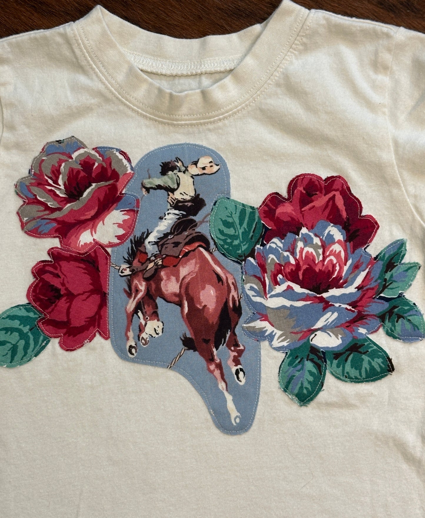 Vintage Bronc & Red Roses Tee, Size 4T