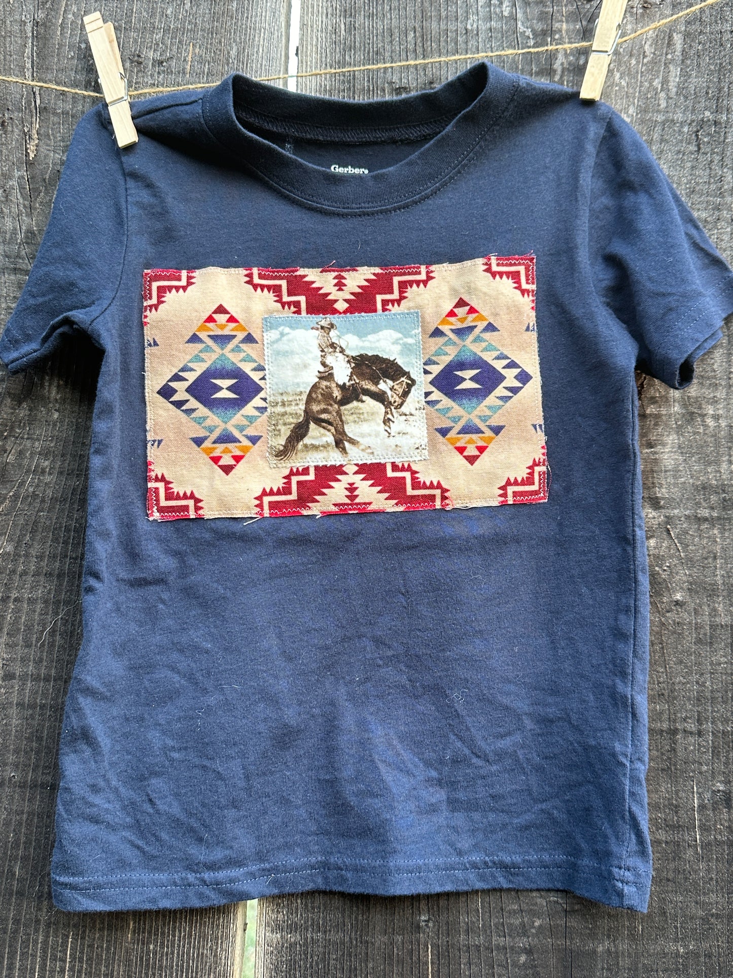 Aztec Bronc Rider on Navy, Size 4T