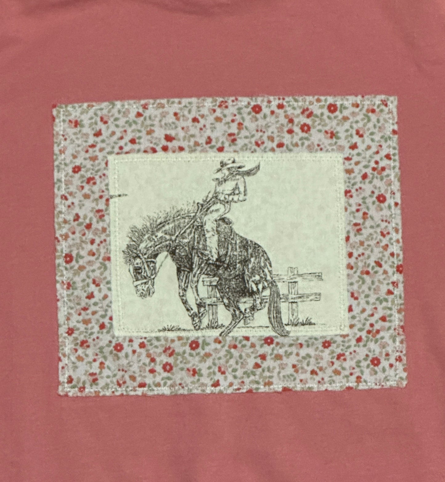 Cowgirl Bronc Rider with Petite Floral Print on Pink Tee, Size 4T