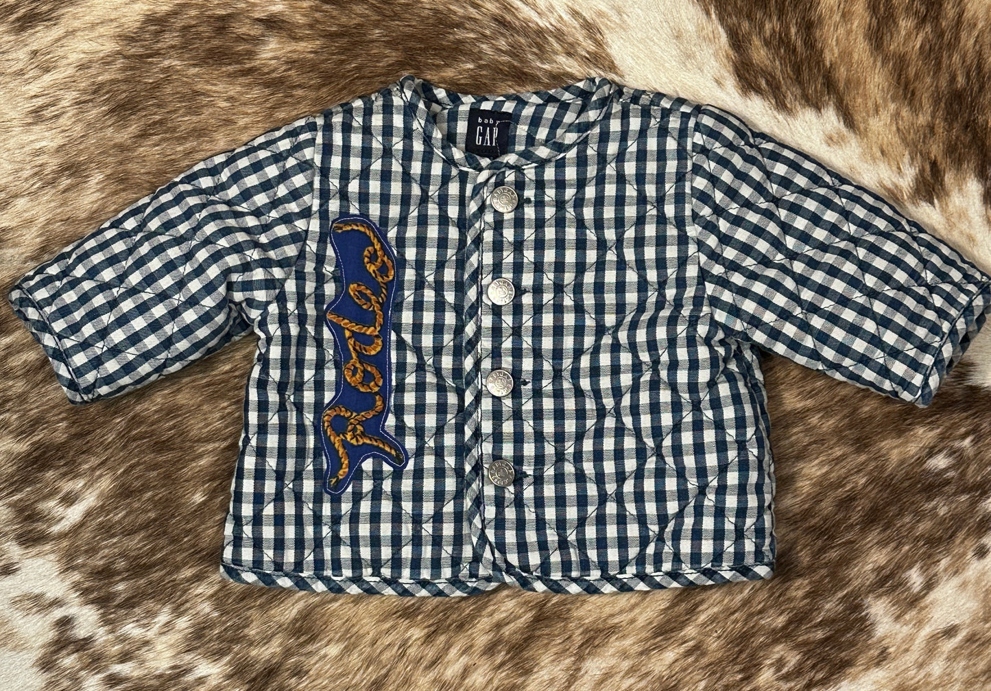 Blue Gingham Quilted Jacket, Size 0-3 mons.