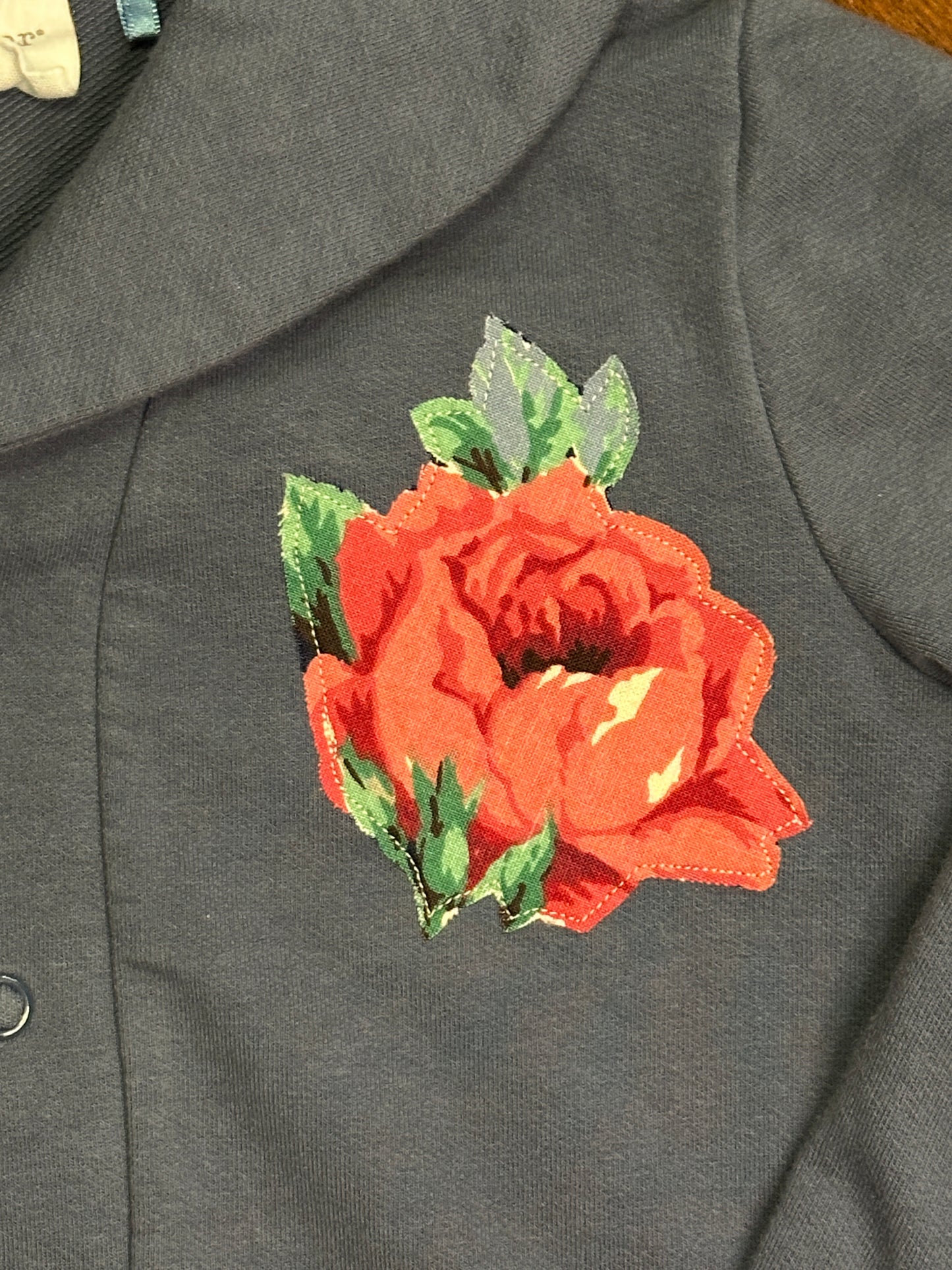 Varsity Shawl Collar Jersey Cardigan with Bronc & Roses, Size 3T