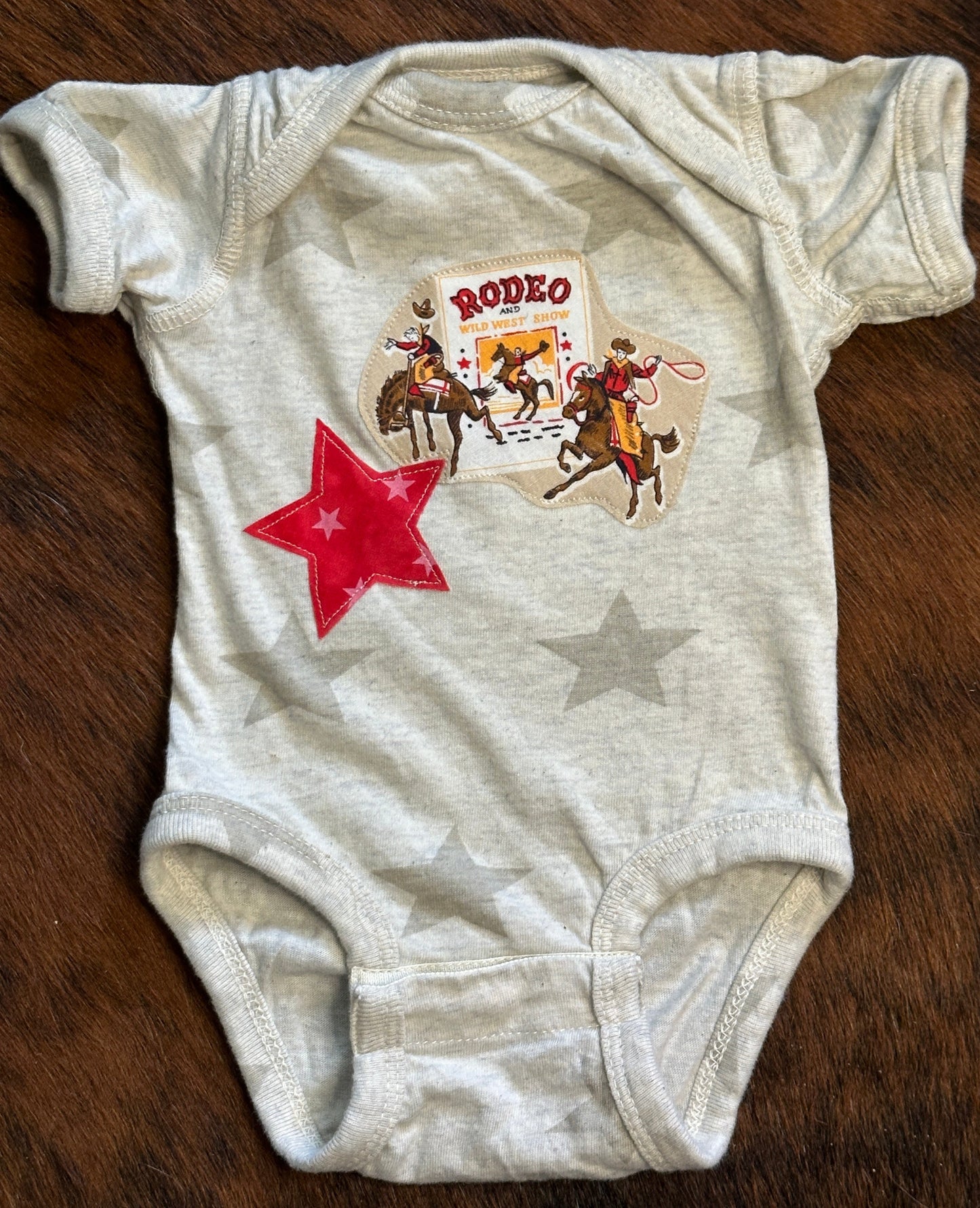 Rodeo Stars on Neutral Star Onesie, Size Newborn