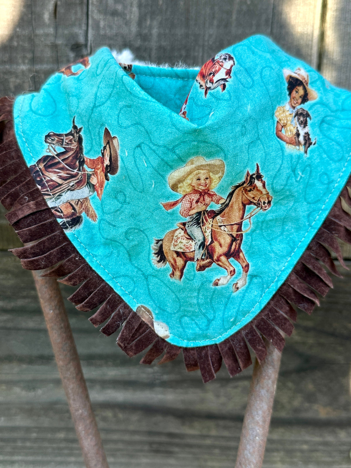 Turquoise Cowgirls & Roses Onesie and Bib Set, Size 6 mons.