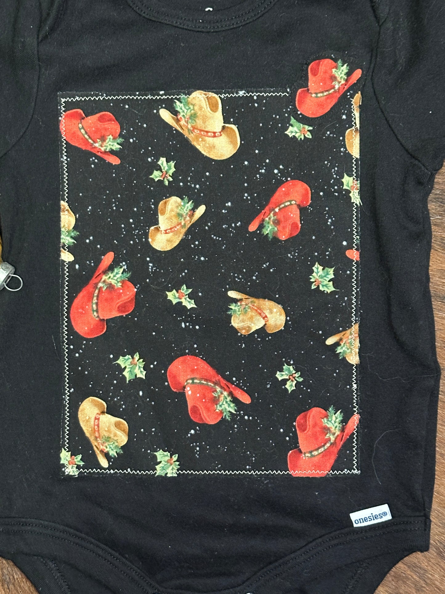 Holly Cowboy Hats Onesie, Size 6-9 mons.