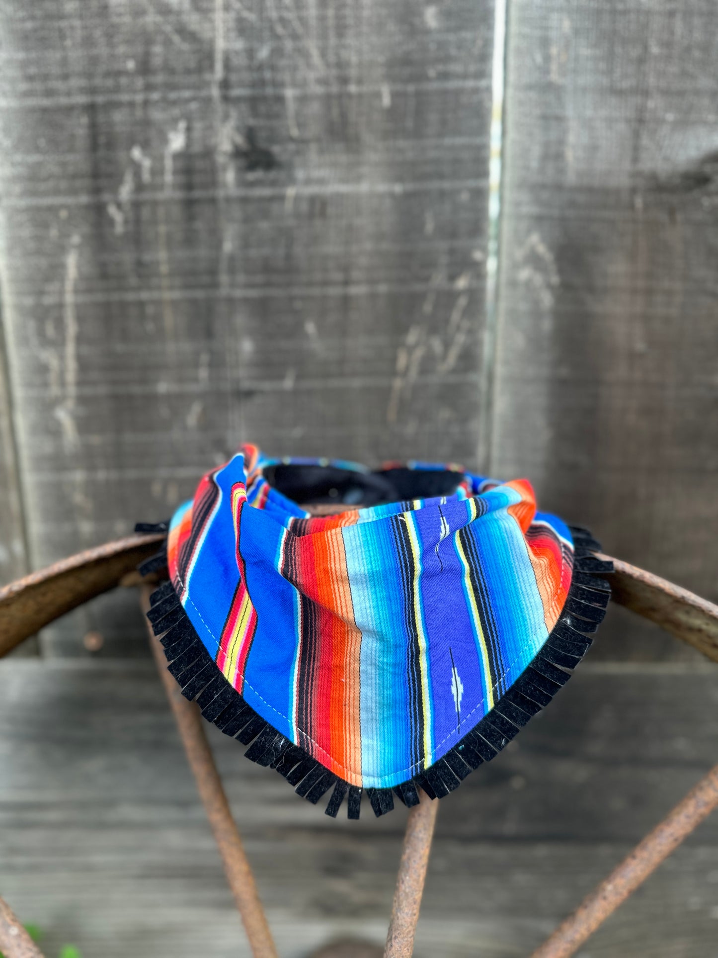 Blue and Orange Bright Serape Buckaroo Baby Bib