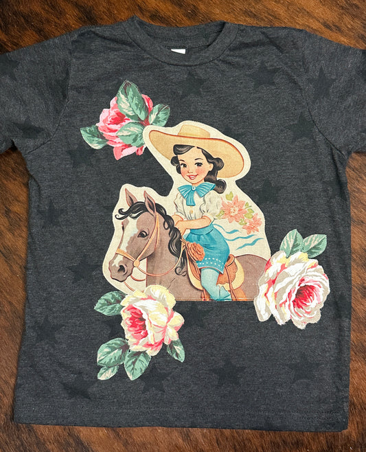 Cowgirl & Roses Star Tee, Size 5/6T