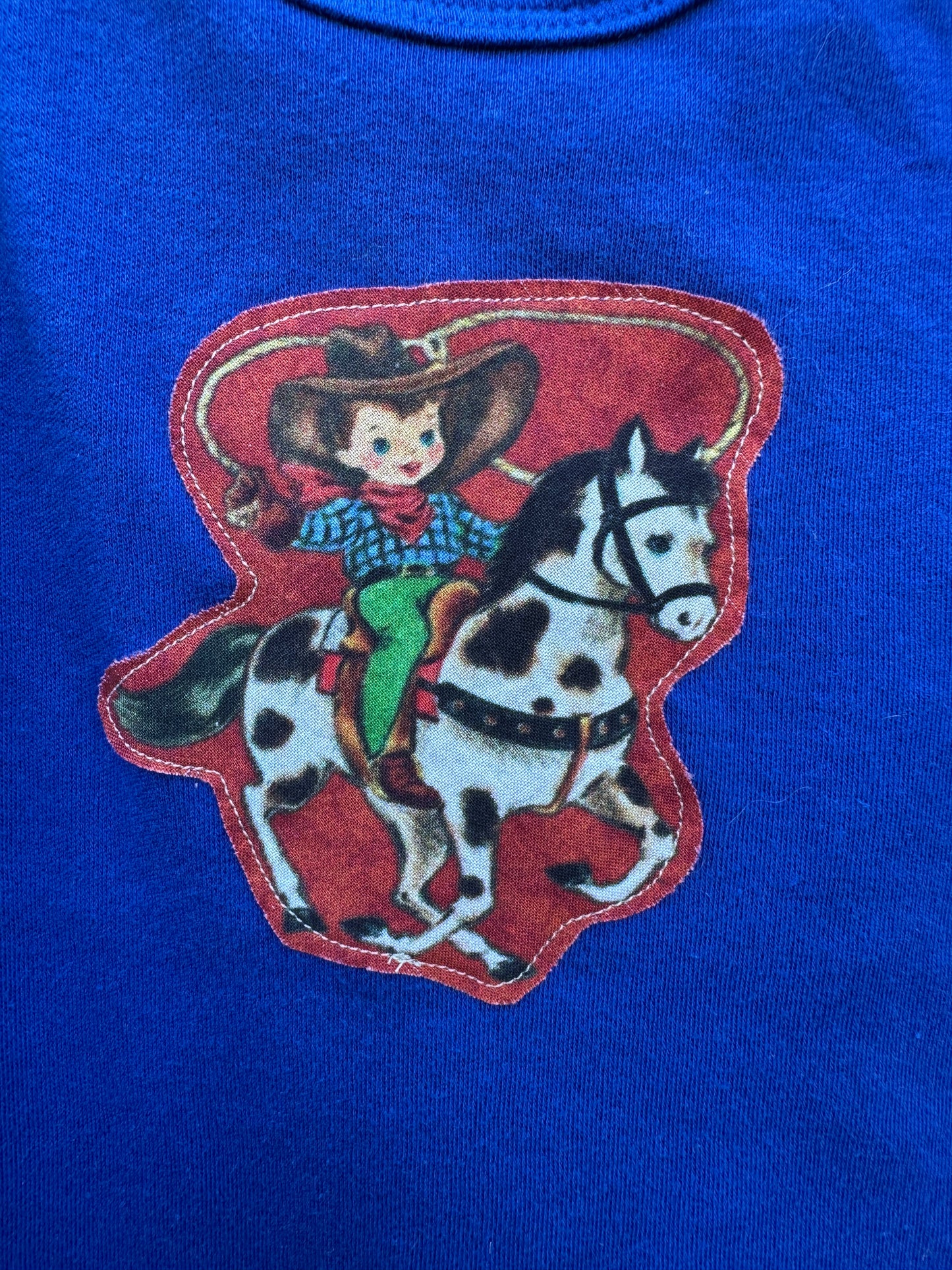 Vintage Cowkid Roper on Blue, Size 3-6 mons.