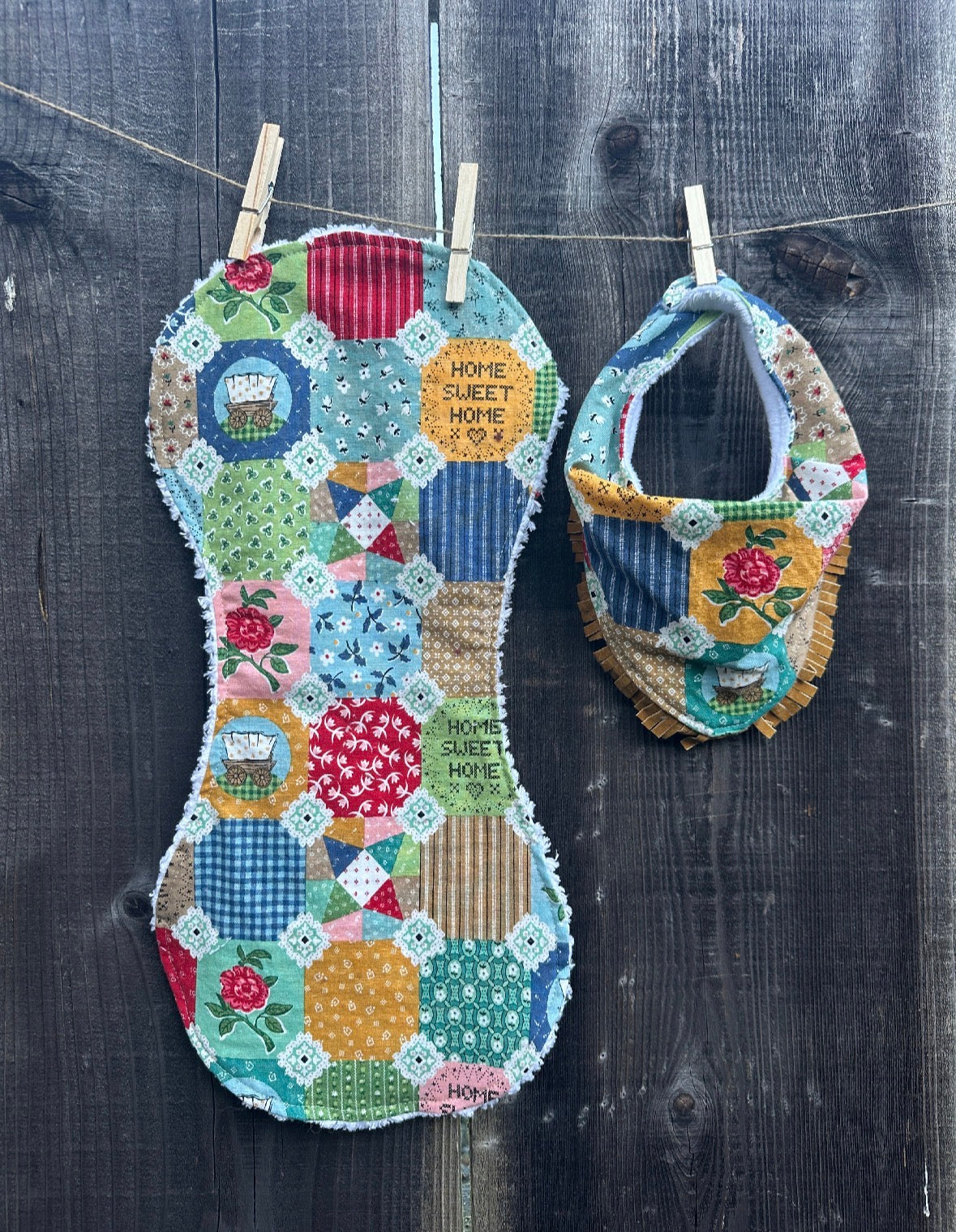 Frontier Bib, Burp Cloth & Onesie Set, Size 3-6 mons.