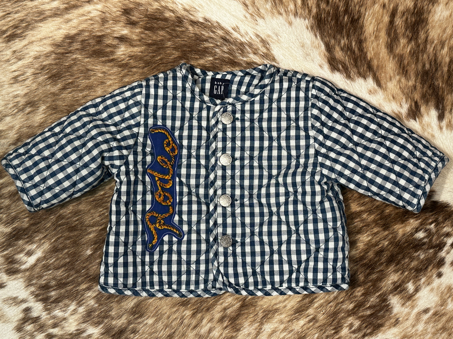 Blue Gingham Quilted Jacket, Size 0-3 mons.