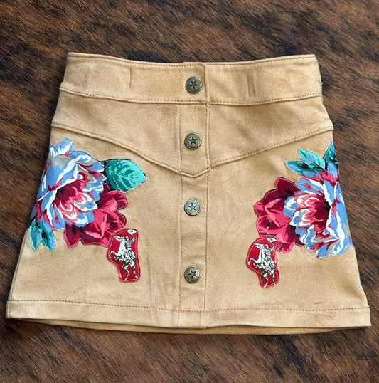 Roses & Rearing on Faux Suede Skirt, Size 2T