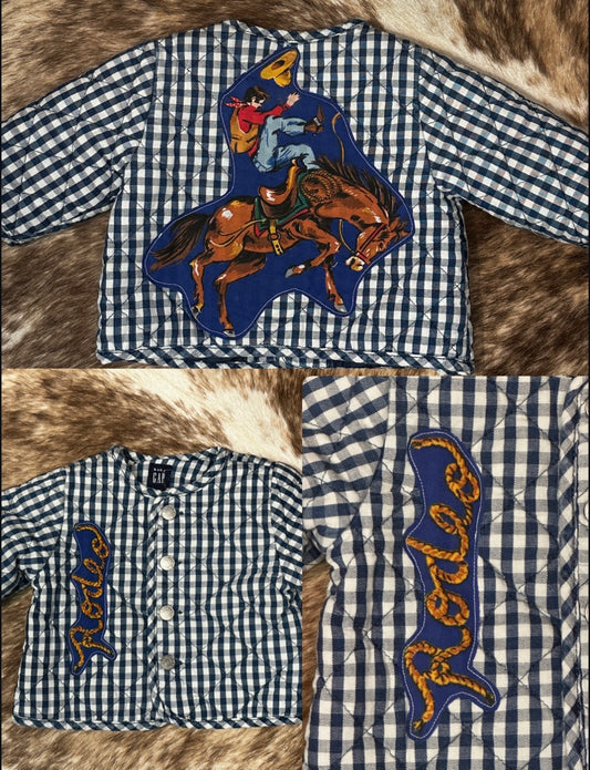 Blue Gingham Quilted Jacket, Size 0-3 mons.