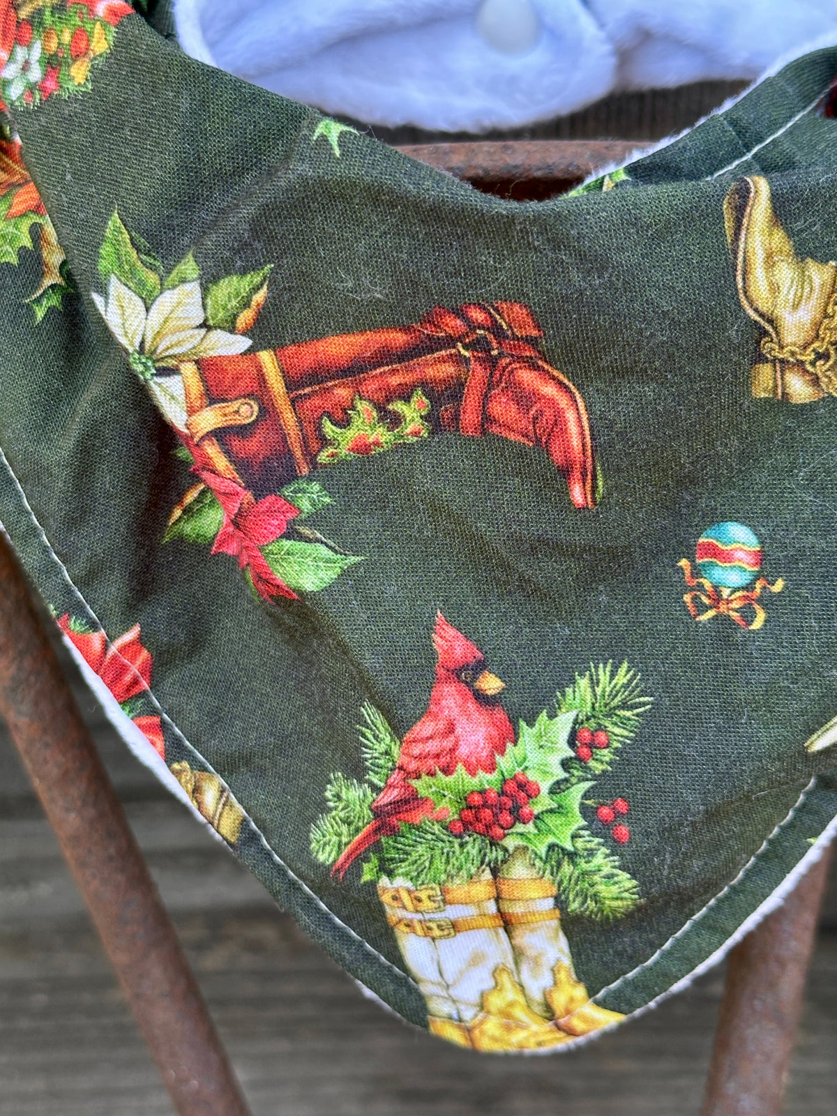 Boots & Poinsettias Christmas Bib (with & without fringe)