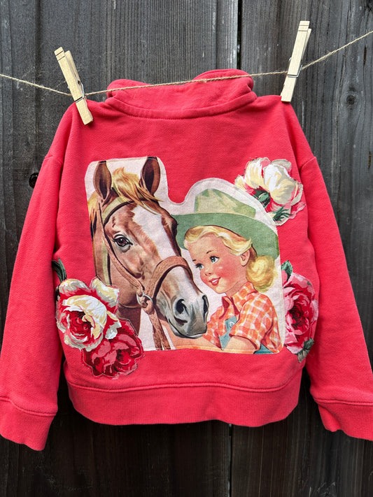 Cowgirl & Roses on Strawberry Quarter Zip, 2T