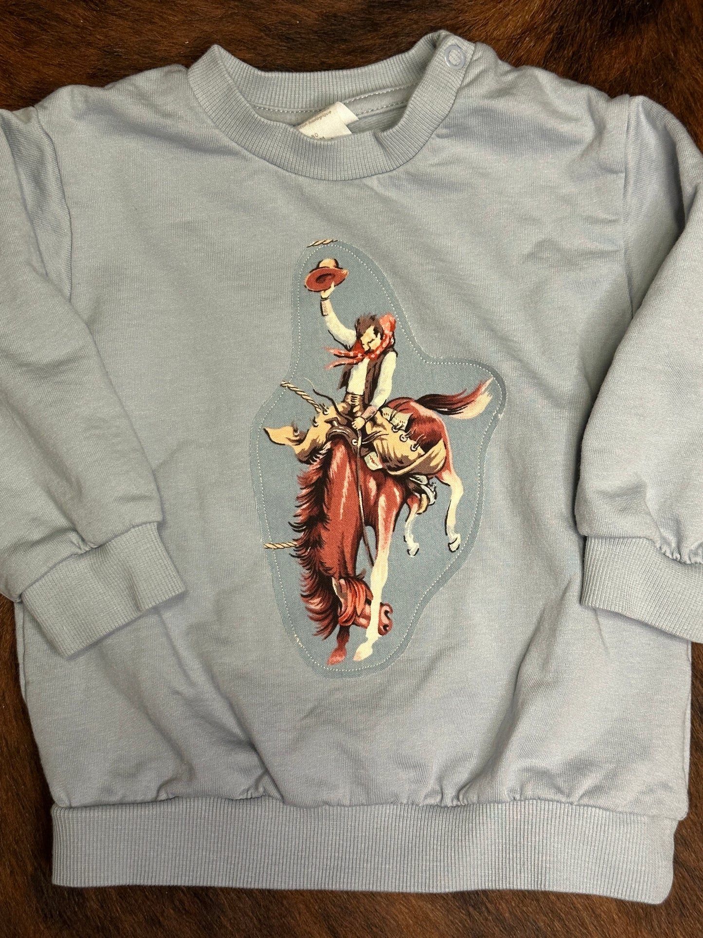 Light Blue Bronc Sweatshirt, Size 12 mons.