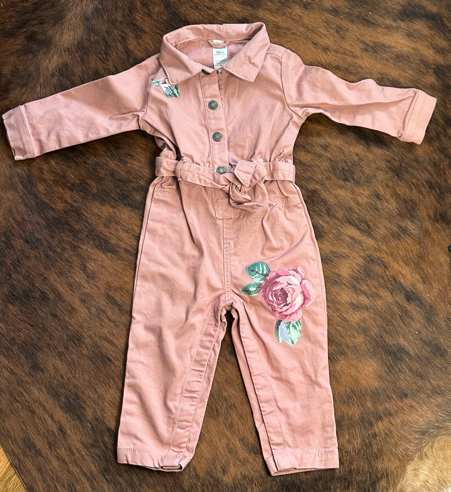 Bronc and Roses on Pink Jumpsuit, Size 18 mons. #2