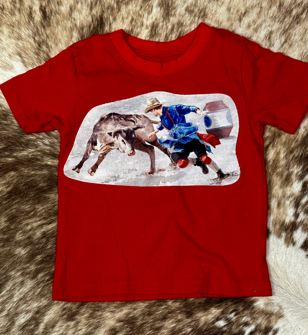 Bull Fighter on Red Tee, Size 2T