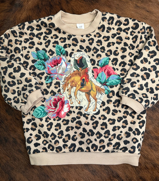 Saddle Bronc Rider & Roses on Leopard, Size 3T