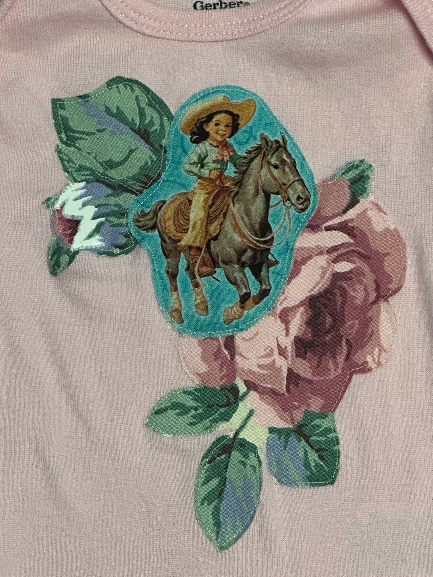 Cowgirl and Roses Light Pink Onesie, 0-3 mons.