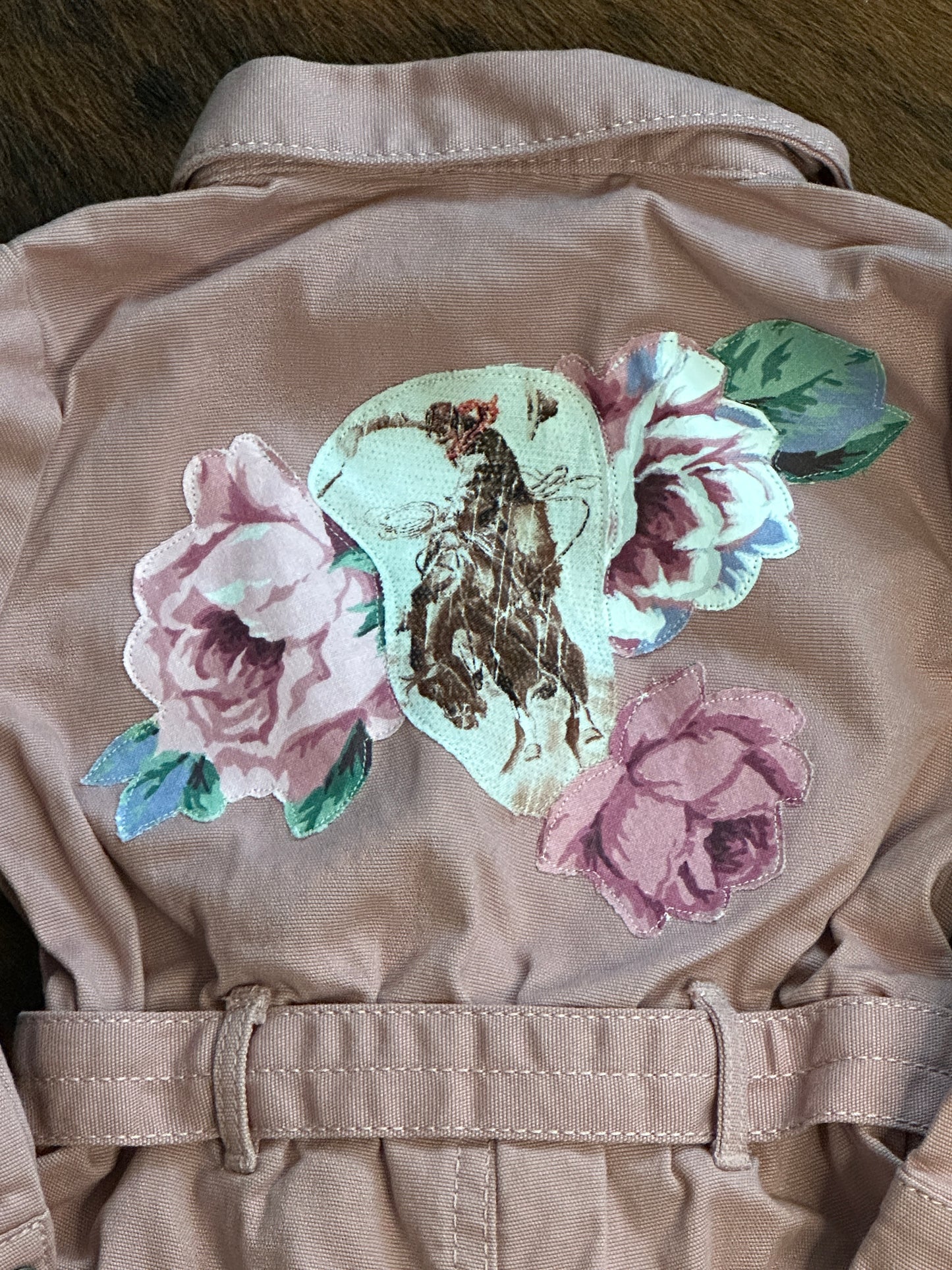 Bronc and Roses on Pink Jumpsuit, Size 18 mons. #2