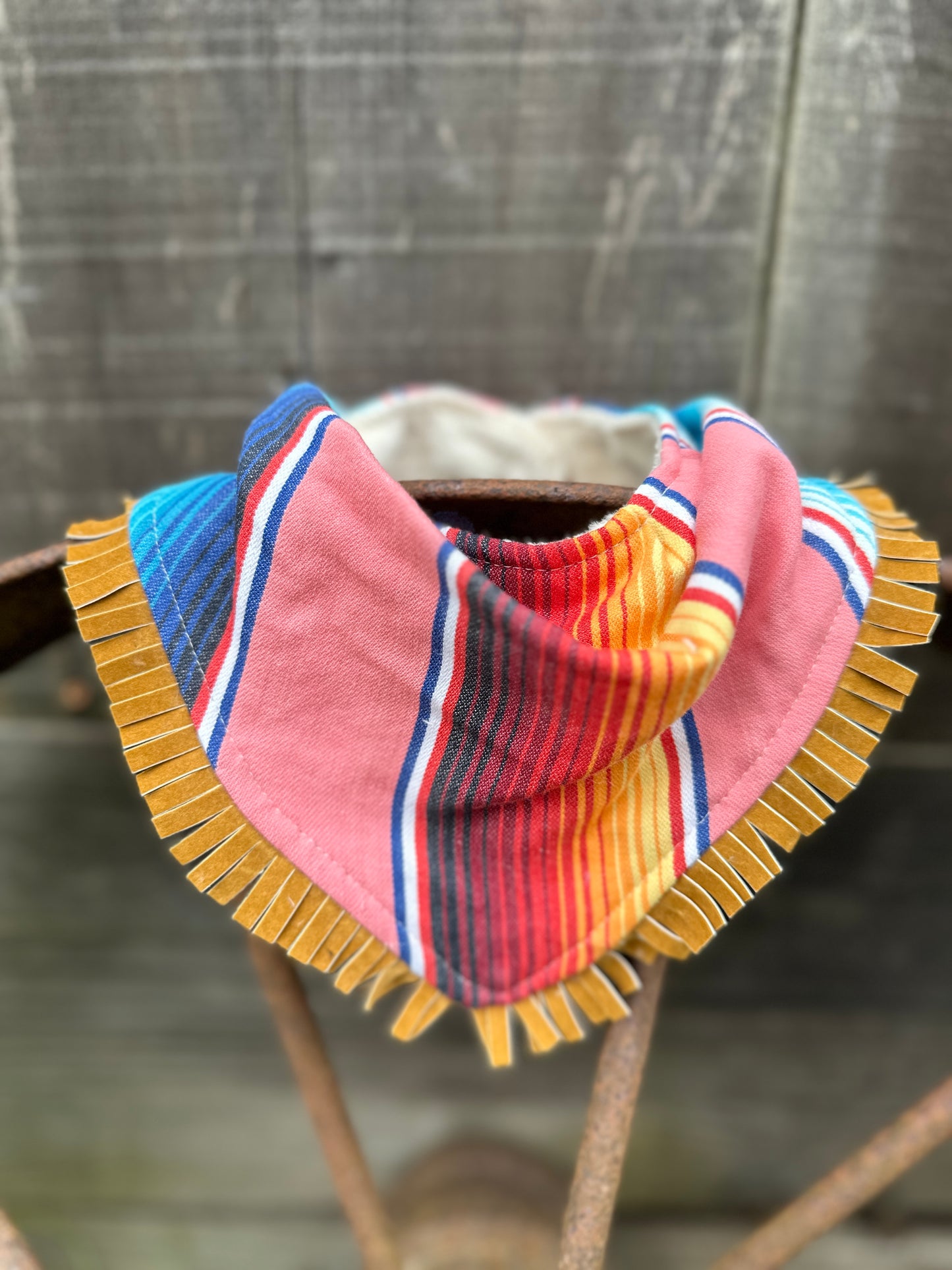 Pink Serape Southwestern Buckaroo Baby Bib