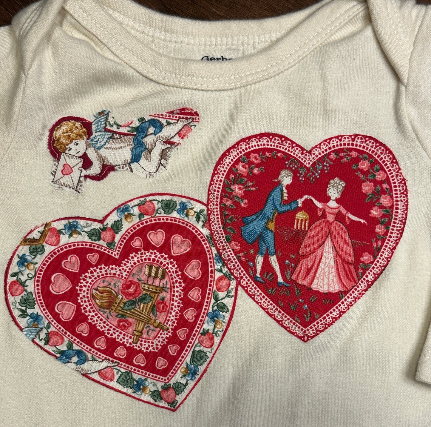 BE MINE Long Sleeve Cream Onesie, Size 0-3 mons.