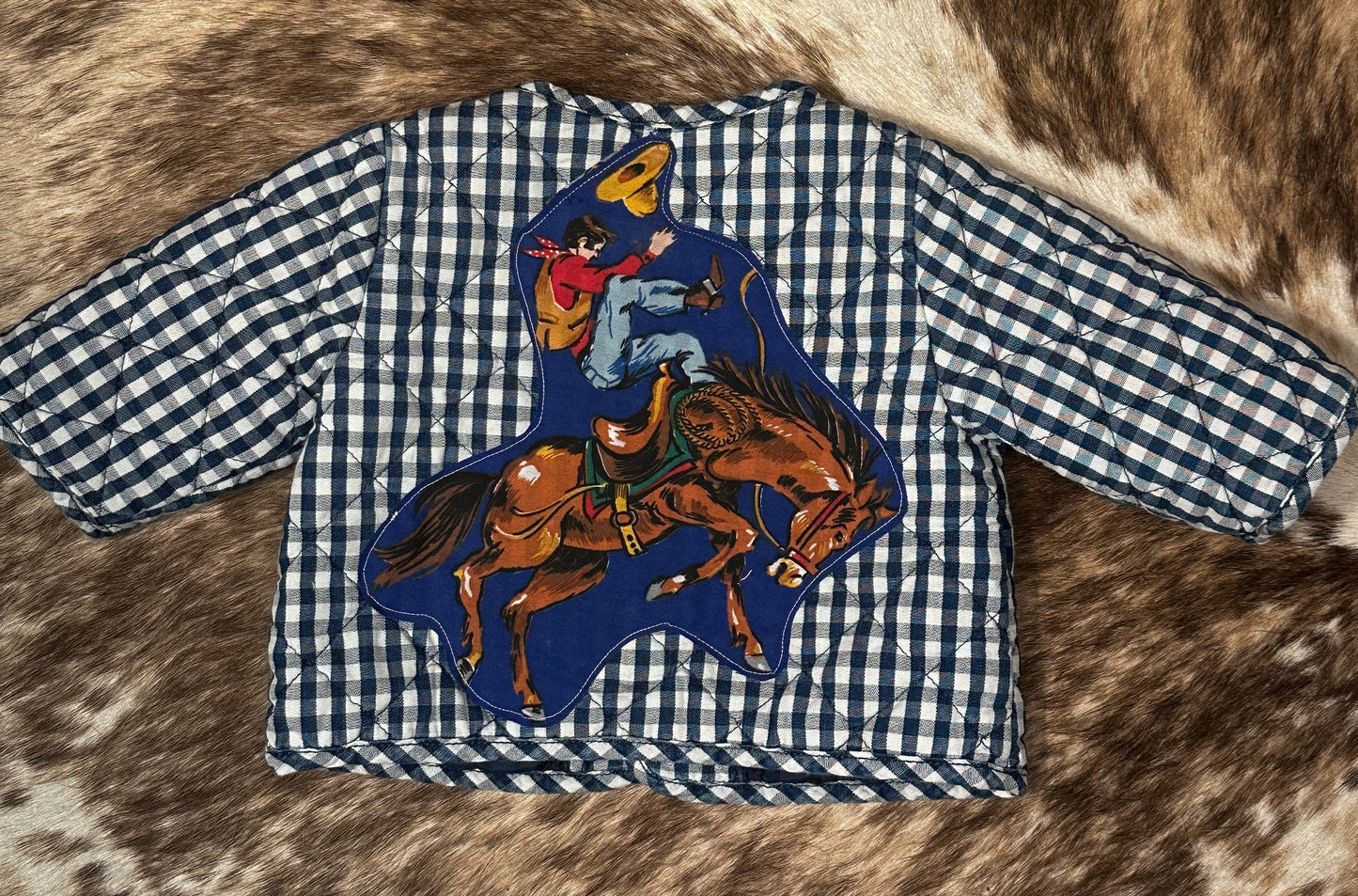 Blue Gingham Quilted Jacket, Size 0-3 mons.