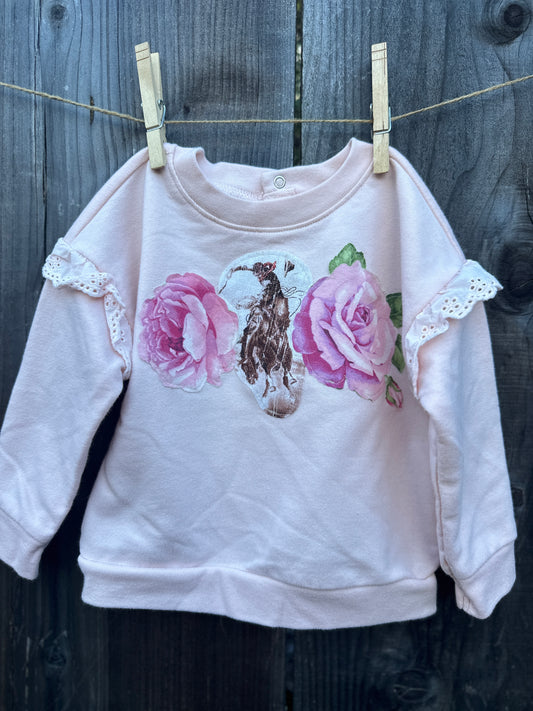 Bronc & Roses Eyelet Sweatshirt, size 12 mons.