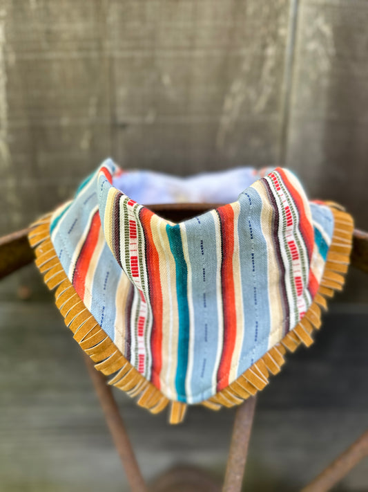 Desert Serape in Creams, Blues and Orange Buckaroo Baby Bib