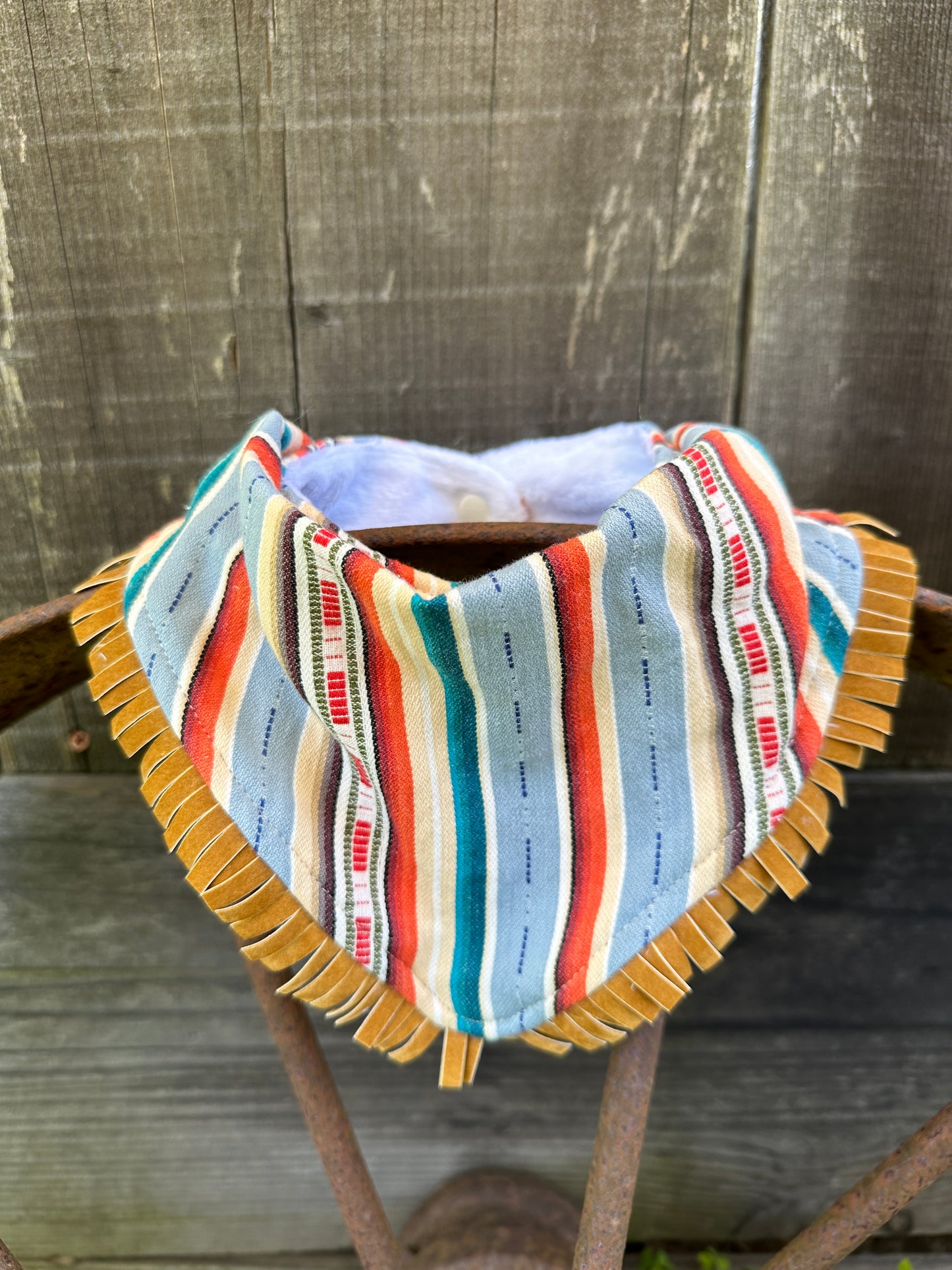 Desert Serape in Creams, Blues and Orange Buckaroo Baby Bib