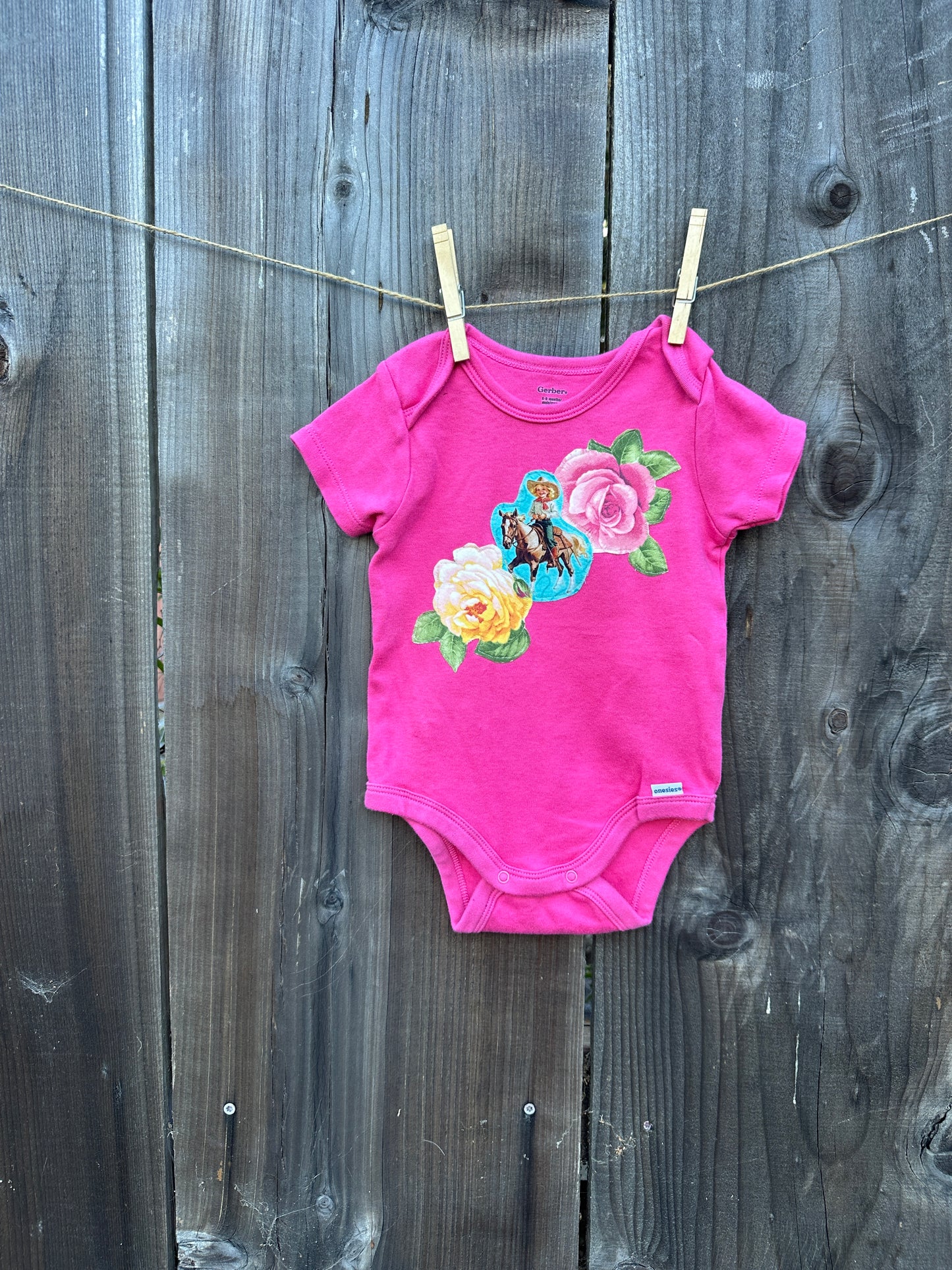 Roses and Cowgirl Onesie, 6-9 mons.