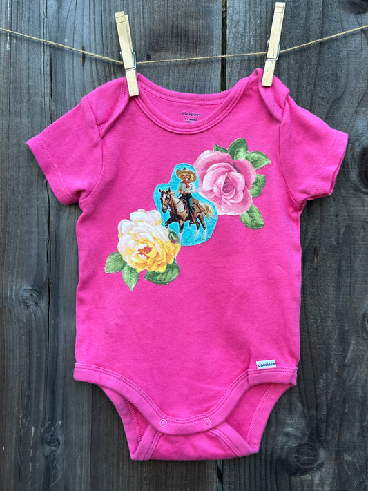 Roses and Cowgirl Onesie, 6-9 mons.