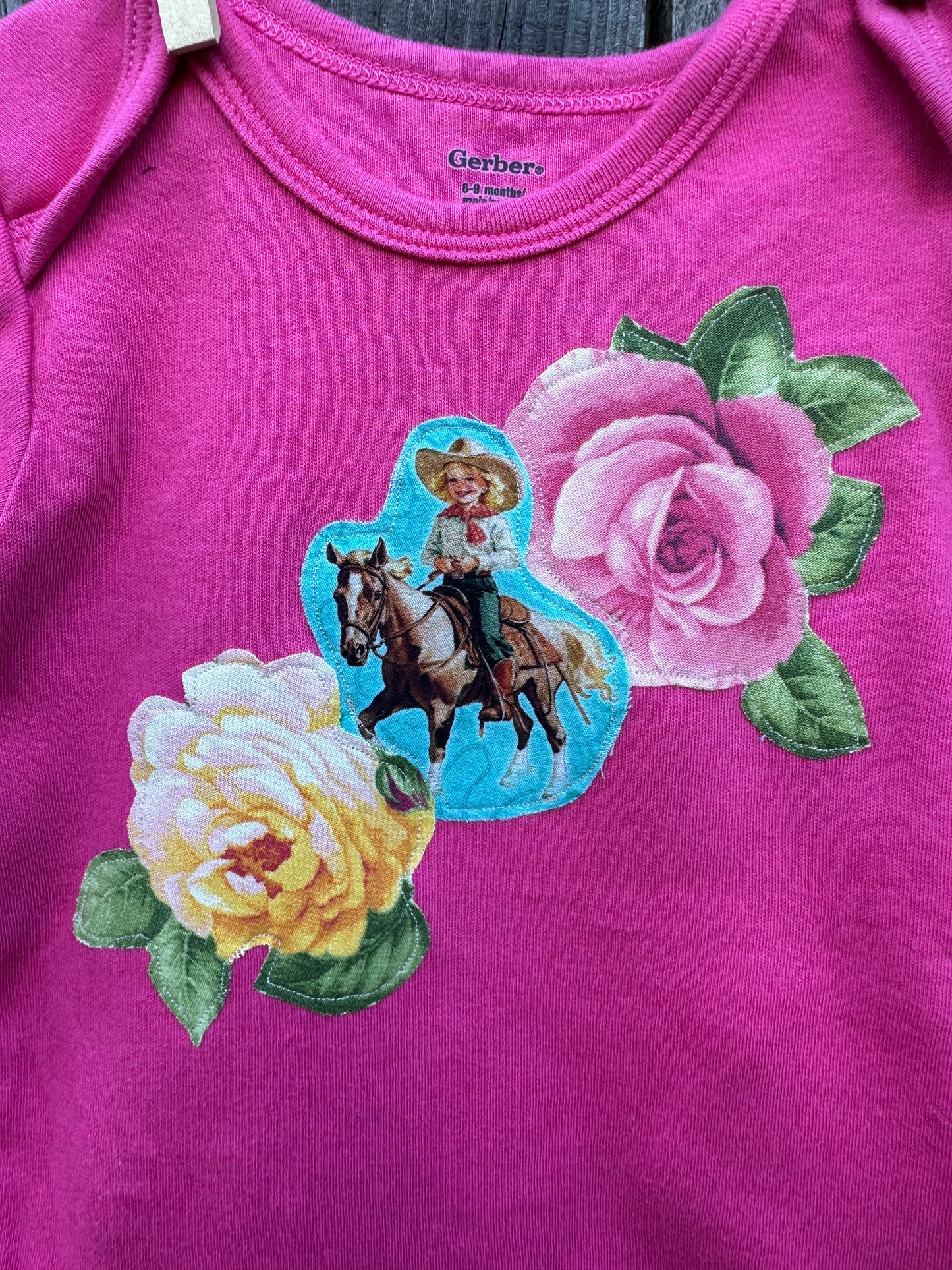 Roses and Cowgirl Onesie, 6-9 mons.