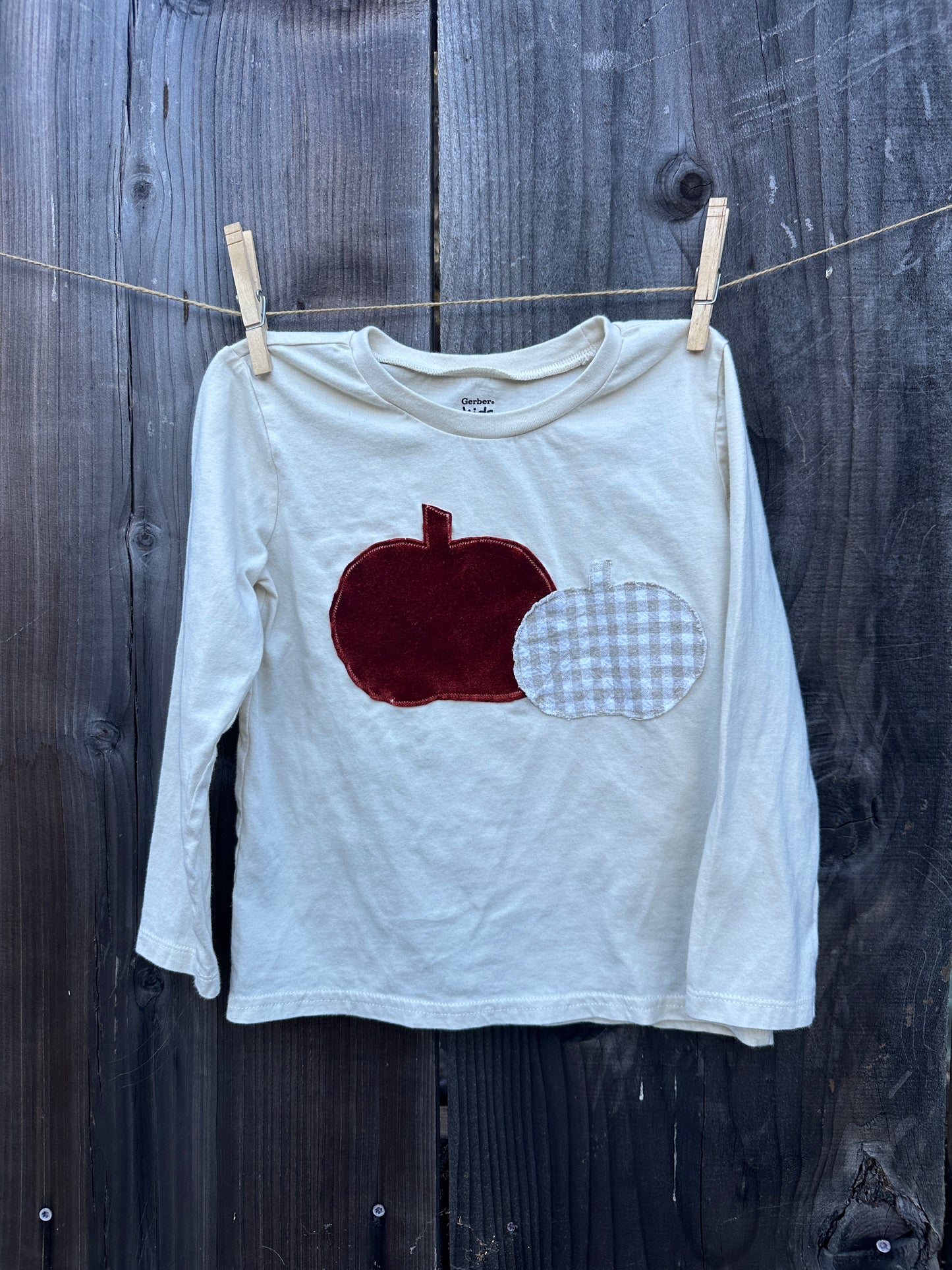 Fall Velvet & Gingham Pumpkins Long Sleeve Tee, 4T