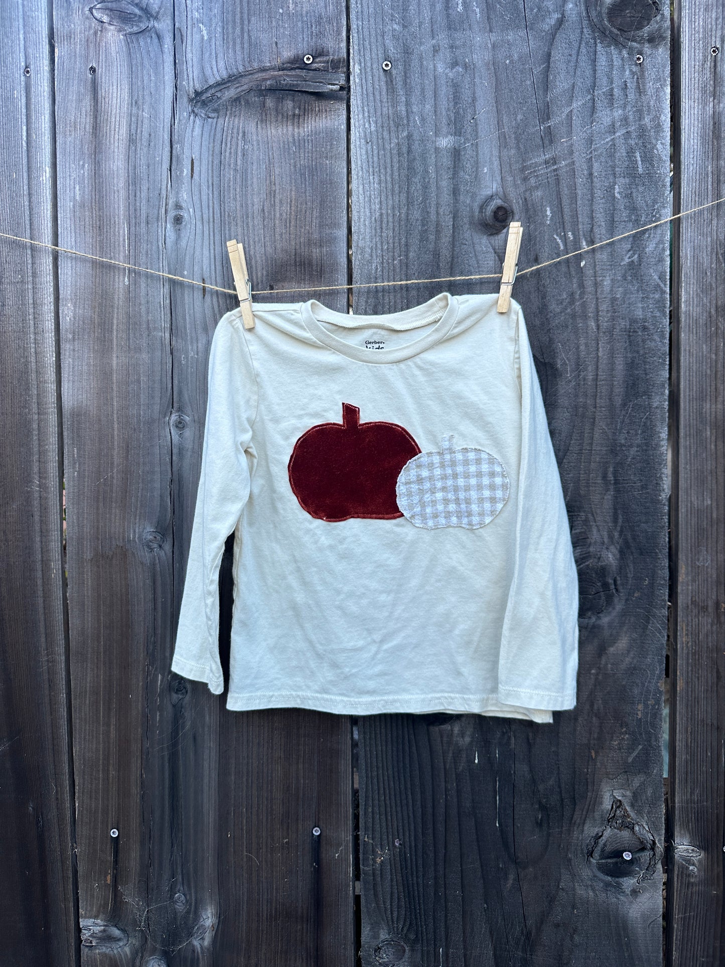 Fall Velvet & Gingham Pumpkins Long Sleeve Tee, 4T