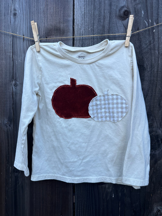 Fall Velvet & Gingham Pumpkins Long Sleeve Tee, 4T