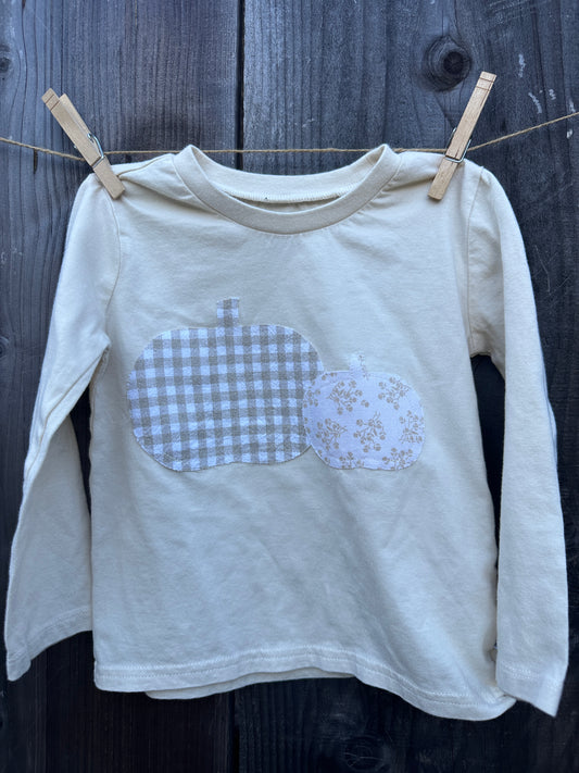 Fall Neutral Gingham & Floral Pumpkins, 2T