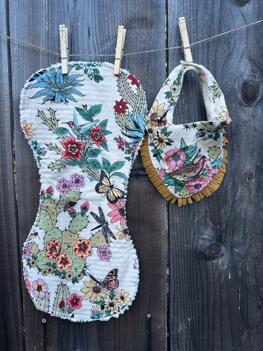 Desert Dreams Buckaroo Baby Bib & Burp Cloth Set