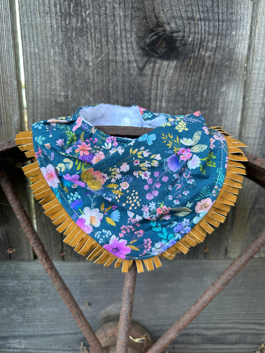 Spring Garden Florals on Turquoise Bib