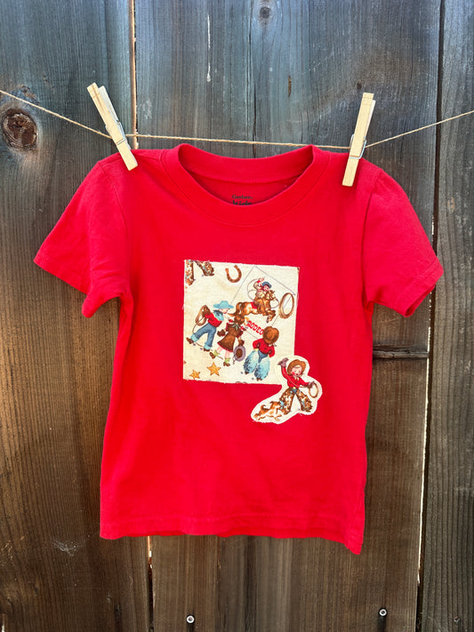 Vintage Rodeo Cowkids on Red, Size 3T