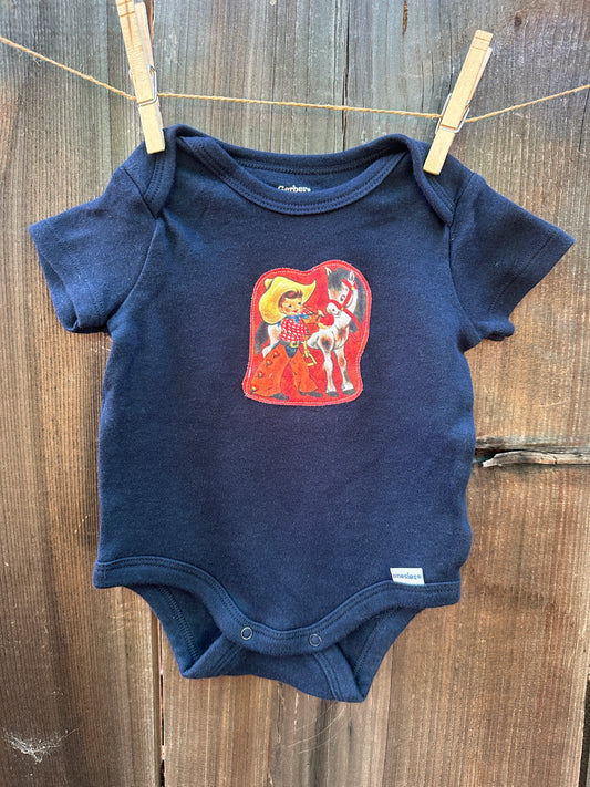 Cowkids on Navy, Size 0-3 mons.