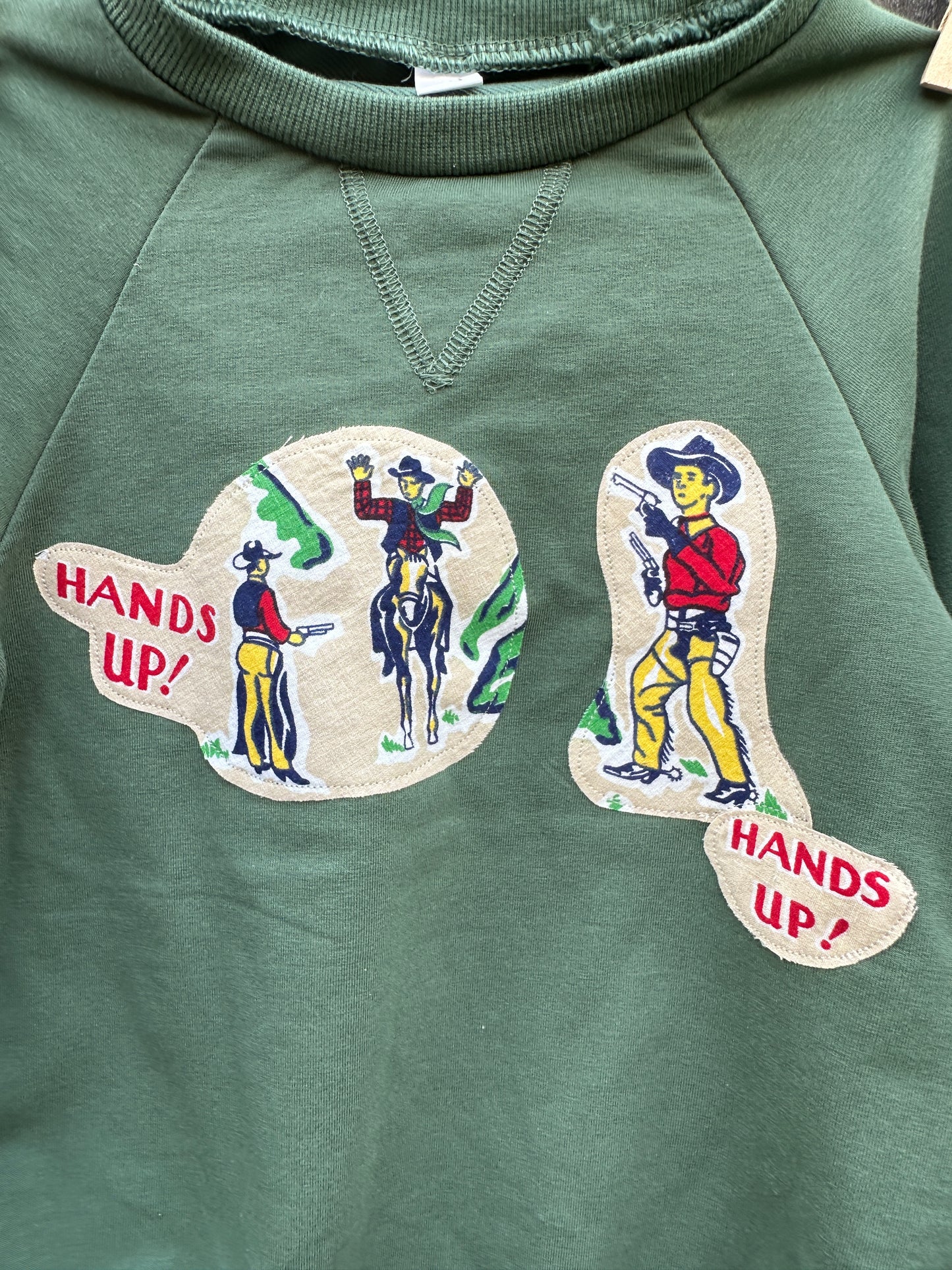 Put ‘Em Up Green Sweatshirt Romper, Size 18-24 mons.