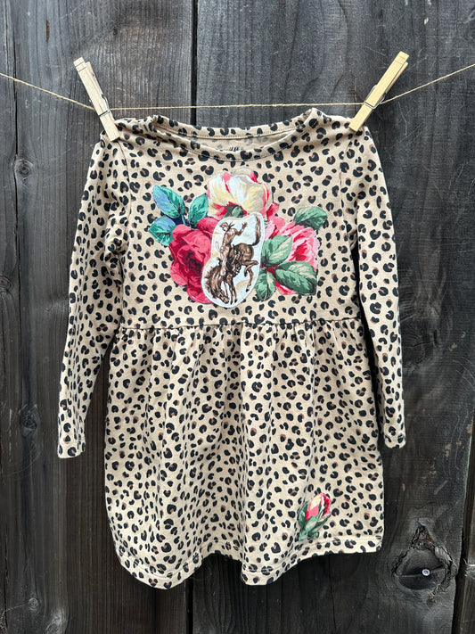 Bronc & Roses Leopard Dress, Size 2T